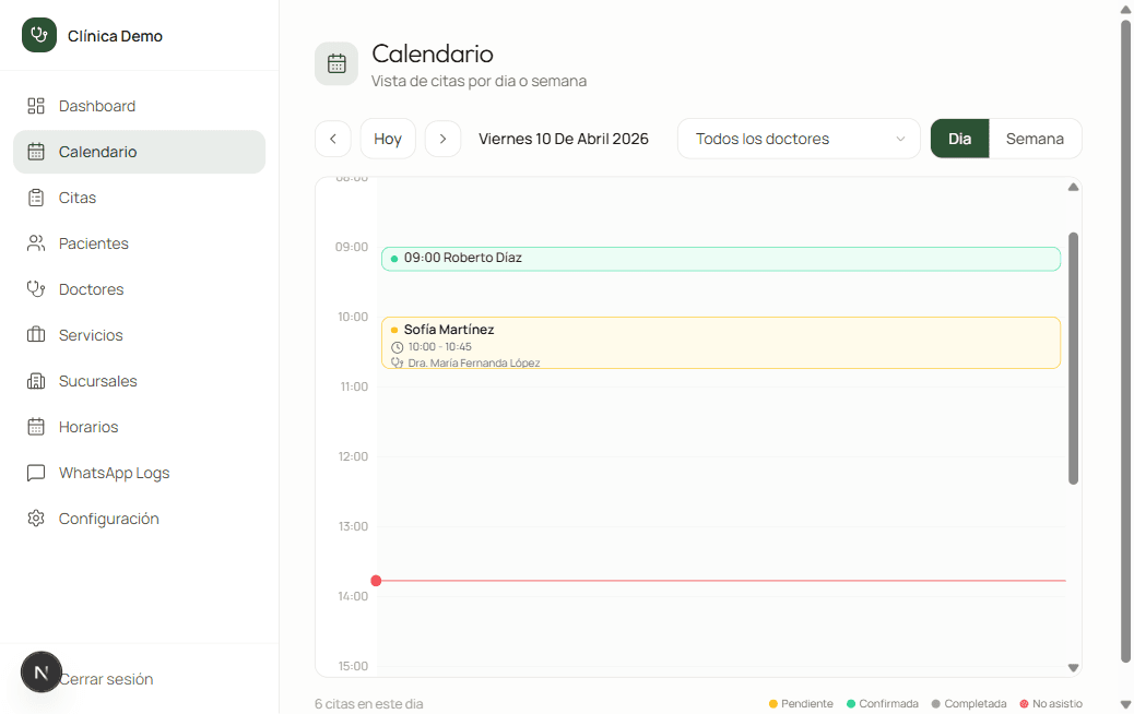 Segunda vista de Agenda de citas a la medida